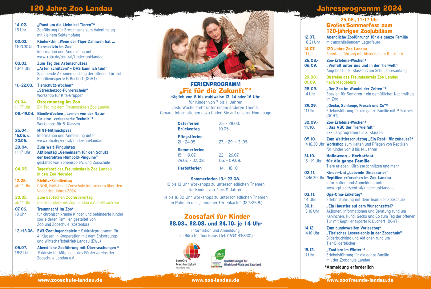 Jahresprogramm von Zooschule und Zoo Landau